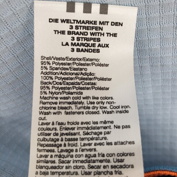 Adidas Quarter Zip Long Sleeve Top L Womens Fitted Formation Workout Blue Orange - Picture 7 of 7